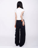 Monster Lettering Stitch Wide Denim Pants