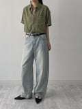 [unisex] 418 Teen Blue Wide Denim Pants