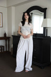 Rib lace knit top