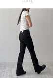 Basic cotton semi-bootcut pants