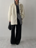 [wool 30%] Hairy Single Overfit Half Coat