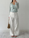 Lace Wrap Balloon Fit Wide Pants