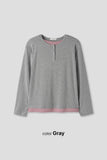Henley neck layered long sleeves