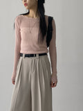 Boatneck See-Through Knit T-Shirt
