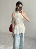 [Strap SET] Dite Chiffon Halter Neck Sleeveless Blouse