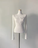 Jennifer Satin Shirring Lace Top
