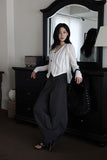 Black check adjust pants