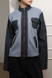Color matching ribbed pocket jumper