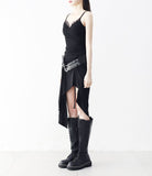 Er unbalanced shirring string skirt