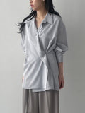 Quarter Two-Way Wrap Long Blouse