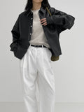 Leather Overfit Crop Shirt