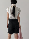 Banding Crop Short Sleeve Blouse