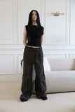 Unbalanced shirring sleeveless tee