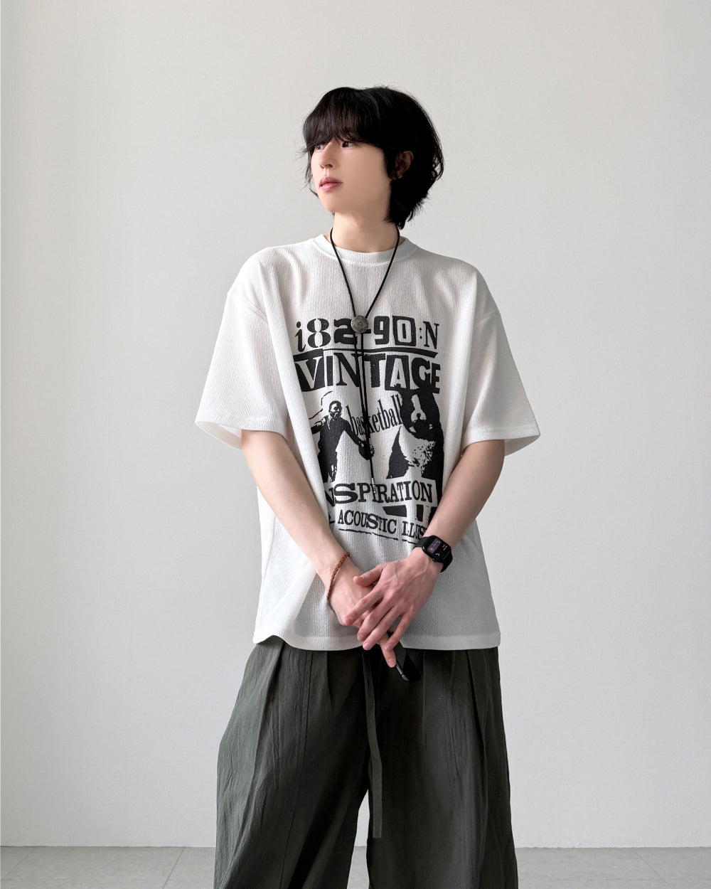 【YOURNUS】Noir Half Knit T-shirt YOURNUS (ユアノス) -ノワールハーフニットTシャツ / Noir Half
