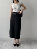 Ribbed Cap Sleeve Knit T-Shirt