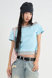 Layered off-shoulder T-shirt