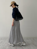 Banding Satin Long Skirt