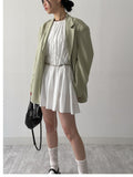 Rib Nylon Shirring Mini One Piece