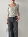 Ribbed Deep U-Neck Crop T-Shirt