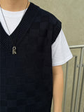 Checker Pattern Knit Vest