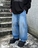 Dirty denim balloon jeans