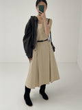 [Belt set] Pleated Bustier Long One Piece
