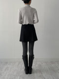 Wool pin tuck A-line mini skirt