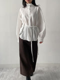 Powder Two-Way Belted Loose-Fit Shirt