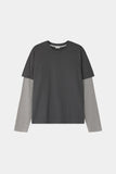 Two-tone stripe layered long sleeve