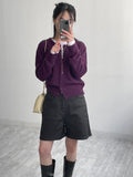 Matte leather wide half pants