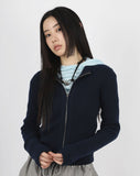 Basic ribbed knit zip-up