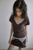 LACE TRIM V-NECK T-SHIRT