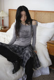 Check layered skirt