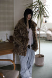 Leopard fur coat jacket
