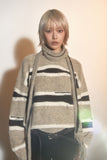 STRIPE DISTRESSED SWEATER SCARF SET