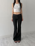 Striped Low Bootcut Denim Pants