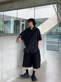 Side Tuck Cotton Cargo Bermuda Pants