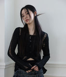 Damage Sleeveless Cardigan Set