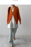 [unisex] Boucle V-neck overfit cardigan