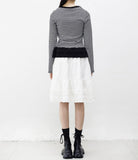 Blly Shirring Tiered Midi Skirt