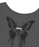 BUTTERFLY GOTH WIDE NECK CROP TEE