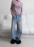 PINK WASHING WIDE DENIM PT
