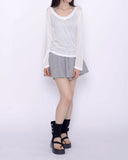 Feminine 3 PCS T-shirt + Sleeveless top + Banding Skirt Shorts Set