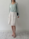 Shiny Flare Midi Skirt