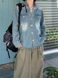 Snap Button Denim Shirt Jacket