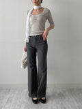 Cotton Nylon Semi-Bootcut Pants