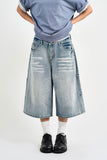 Mer Washed Denim Bermuda Pants