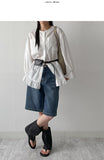 Frill Stripe Loose Fit Blouse