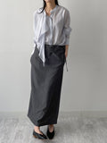 Ruffle Tencel See-through Blouse