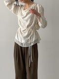 Drape Color Matching Loose Fit Blouse